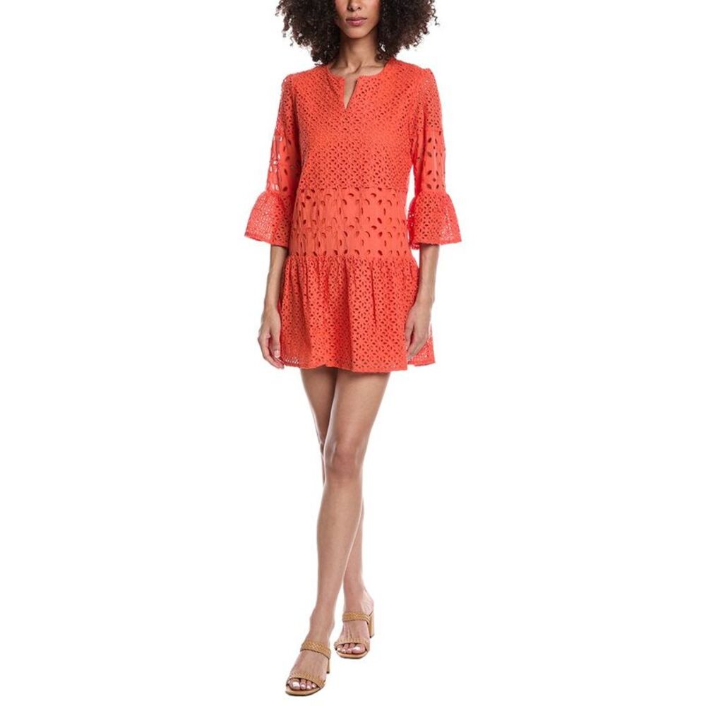 Tyler Böe Womens  Isla Eyelet Tunic Dress, Orange